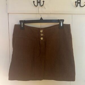 Brown Button-Front Women's Mini Skirt